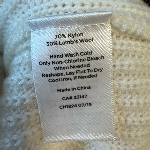 TALBOTS Women’s Ivory Lamb’s Wool Blend High Neck Cable Knit Tunic Sweater Small - Picture 6 of 9